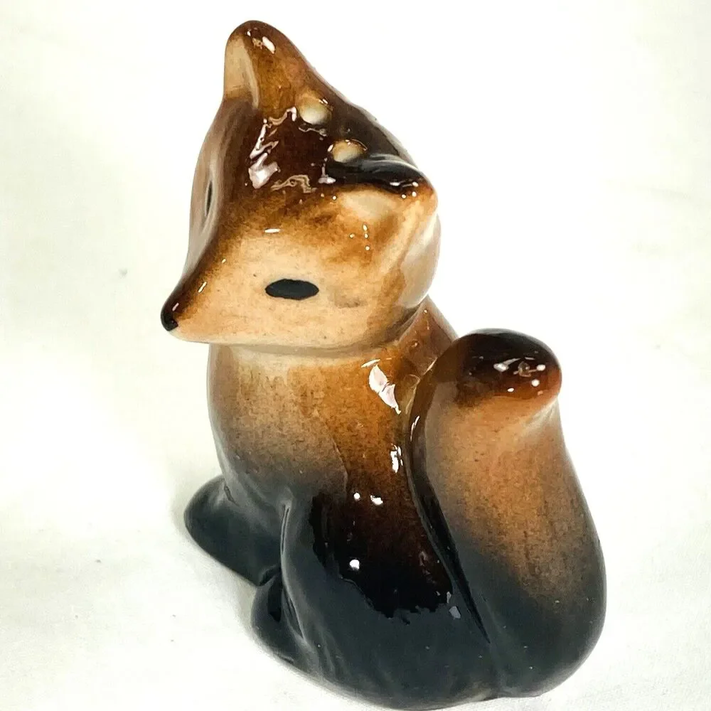 Fox and Bear Salt and Pepper Shakers NEW Ceramic 3